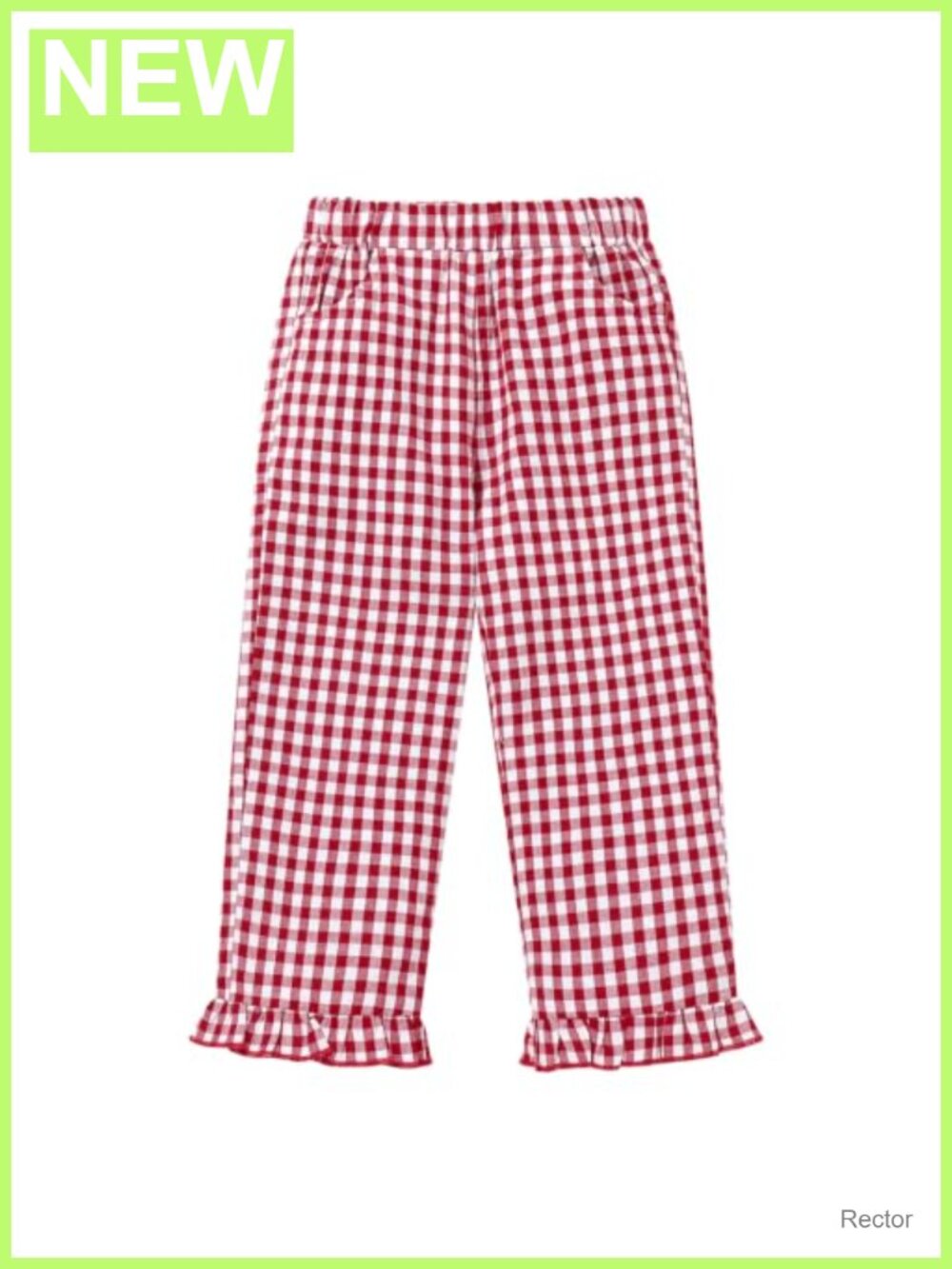 Girls Gingham Wide Leg Pants Ruffle Hem Toddler School Casual Trousers